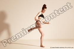 Underwear Martial art Woman White Moving poses Slim medium brown Dynamic poses Academic